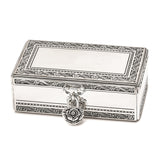 Silver-plated Hinged Lid Velvet Lined with Crystals Locking Jewelry Box