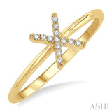 1/20 Ctw Initial 'X' Round Cut Diamond Fashion Ring in 10K Yellow Gold