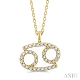 1/8 Ctw Cancer Round Cut Diamond Zodiac Pendant With Chain in 14K Yellow Gold