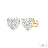 1/3 ctw Heart Shape Lovebright Round Cut Diamond Stud Earring in 14K Yellow and White Gold
