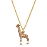Luxury Giftware Pewter Bejeweled Crystals Gold-tone Enameled ELLISON Elegant Giraffe Trinket Box with Matching 18 Inch Necklace