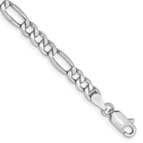14K White Gold 8 inch 4.4mm Semi-Solid Figaro with Lobster Clasp Bracelet