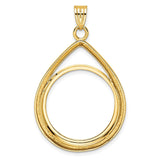 Wideband Distinguished Coin Jewelry 14k Polished Lightweight Teardrop 22.0mm Prong Coin Bezel Pendant