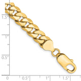 14K 8 inch 8mm Flat Beveled Curb with Lobster Clasp Bracelet