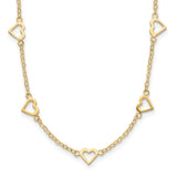 14k Polished Open Hearts on Heart Link 16in Necklace