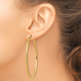 14k Diamond-cut 3mm Round Hoop Earrings