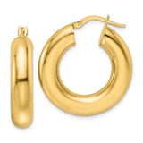 14k Polished 6mm Hollow Round Tube Round Hoop Earrings