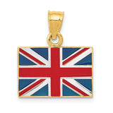 14K w/Rhodium Solid Enameled United Kingdom Flag Pendant