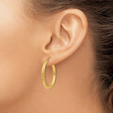 14k Diamond-cut 3mm Round Hoop Earrings