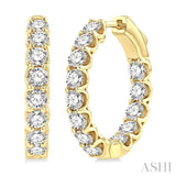 3 Ctw Inside-Out Round Cut Diamond Hoop Earrings in 14K Yellow Gold