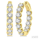 4 Ctw Inside-Out Round Cut Diamond Hoop Earrings in 14K Yellow Gold