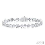 2 3/4 ctw Mixed Shape Fusion Baguette and Round Cut Diamond Bracelet in 14K White Gold
