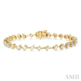 3 1/2 ctw Mixed Shape Fusion Diamond Fashion Bracelet in 14K Yellow Gold