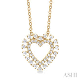 1/4 ctw Heart Round Cut Diamond Fashion Pendant With Chain in 10K Yellow Gold