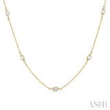 1 Ctw Marquise Cut Diamond Fashion Necklace in 14K Yellow Gold