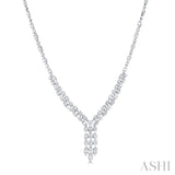 3 1/6 ctw Triple Row Drop Round Cut Diamond Necklace in 14K White Gold