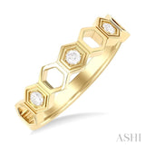 1/8 ctw Hexagon Shape Round Cut Diamond Fashion Ring in 14K Yellow Gold