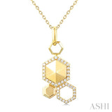 1/4 ctw Hexagon Motif Single Cut Diamond Fashion Pendant With Chain in 14K Yellow Gold