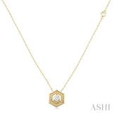 1/5 ctw Petite Double Hexagon Round Cut Diamond Fashion Necklace in 14K Yellow Gold