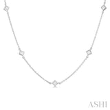 1 Ctw Princess Cut Diamond Fashion Necklace in 14K White Gold