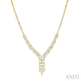 3 1/6 ctw Triple Row Drop Round Cut Diamond Necklace in 14K Yellow Gold