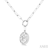 Oval Shape Paper Clip Lovebright Diamond Necklace