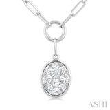 Oval Shape Paper Clip Lovebright Diamond Necklace
