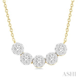 1/3 Ctw 5-Stone Circular Mount Lovebright Round Cut Diamond Necklace in 14K Yellow & White Gold