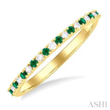 1/0 Ctw Petite 1.35 MM Emerald and Round Cut Diamond Precious Stack Band in 10K Yellow Gold