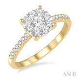 3/4 Ctw Round Cut Lovebright Diamond Ring in 14K Yellow and White Gold